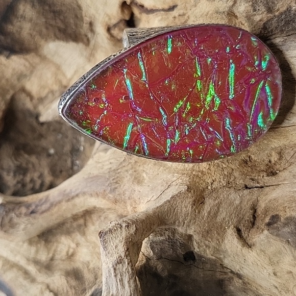 Triplet Opal Adjustable Ring - 925 Plated - Picture 2 of 7